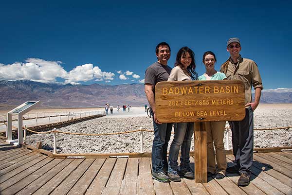 Tourists at Badwater Basin in Death Valley, Nevada