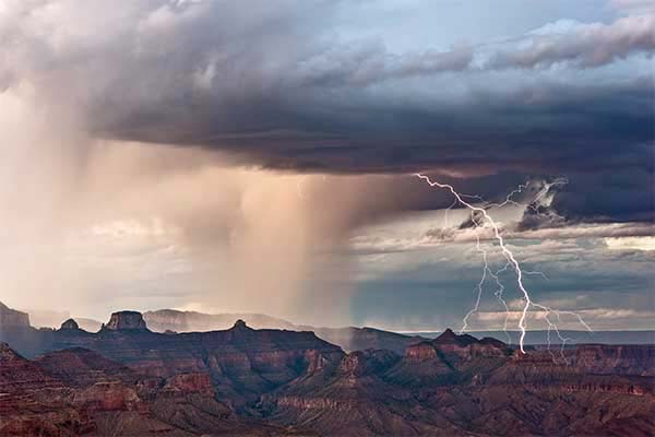 Monsoon lightning storm at the Grand Canyon