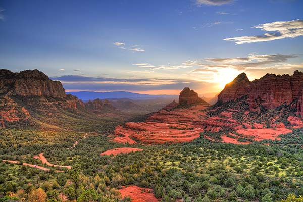 View of Sedona Red Rocks at sunset, Arizona, USA