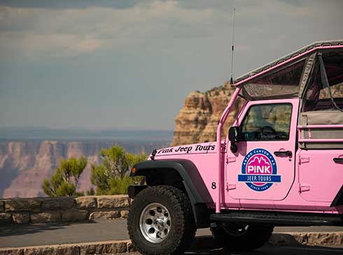 Custom Pink® Jeep® Wrangler® parked at a Grand Canyon National Park overlook site