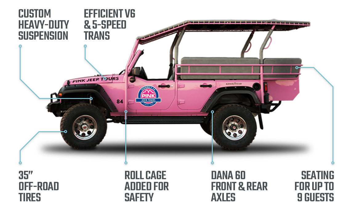 Tour Vehicles - Custom Built for Off-Road - Pink Adventure Tours