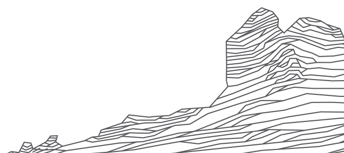 Line art of red rocks profile of Sedona, Arizona 