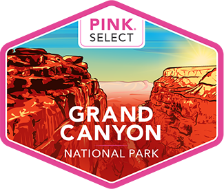 Pink Adventure Tours Pink Select Grand Canyon National Park Tour badge logo.