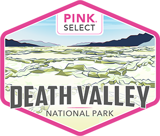 Pink Adventure Tours Pink Select Death Valley National Park Tour badge logo.