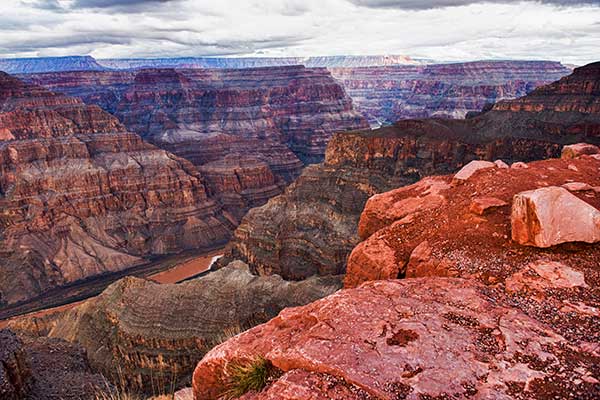 Looking across the Grand Canyon West Rim with Colorado River below