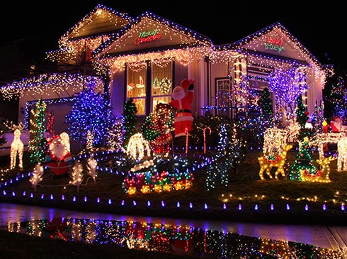 Beautiful Pigeon Forge Christmas Lights display on a private home in the Smoky Mountains.