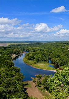 Summer view of Lake Taneycomo from the 165 Scenic Overlook, Pink® Jeep® Tours Branson Lakes & Landmarks Tour.