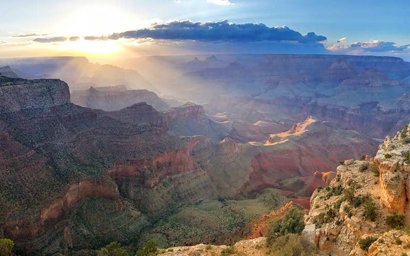 South Rim Grand Canyon sunset at Moran Point, Grand Canyon National Park.