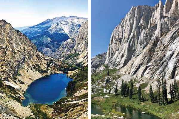 Looking down onto Hamilton Lake and across at Valhalla's granite wall in Sequoia National Park