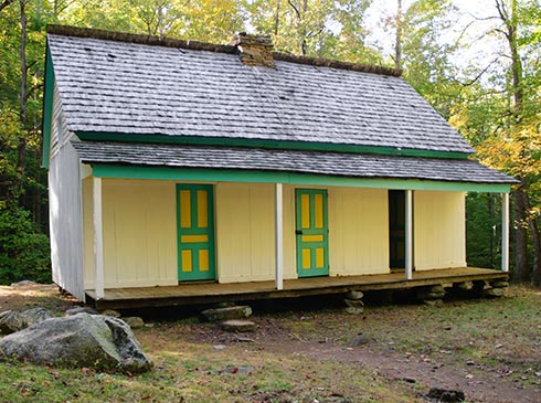 Historic Alfred Reagan Place along the Roaring Fork Motor Nature Trail, in the Great Smoky Mountains National Park, Tennessee.