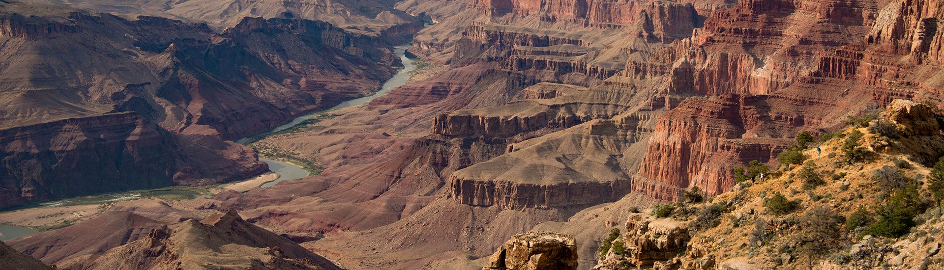 View of the Colorado River from the South Rim of Grand Canyon National Park.