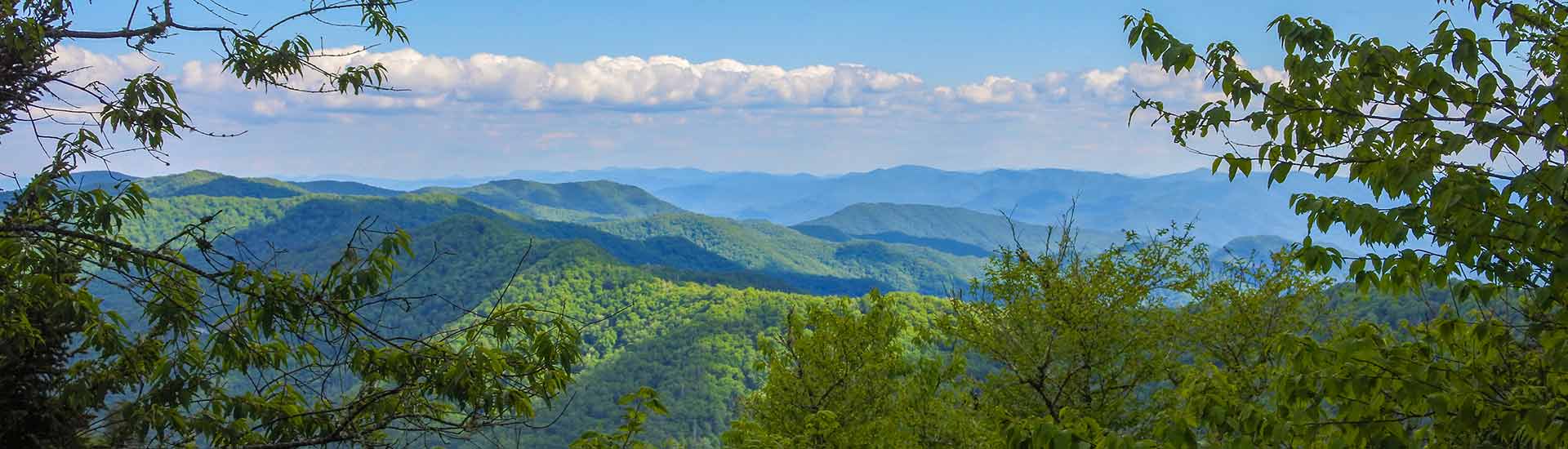 Scenic summer view of Smoky Mountains with blue sky on Pink Jeep Valley and Views tour