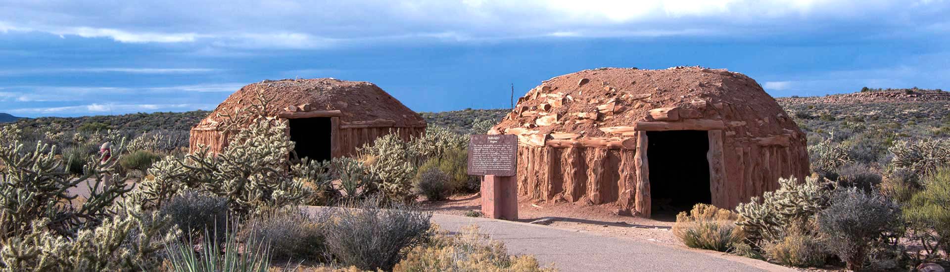 Traditional Hualapai Indian dwellings at the Native American Village at Eagle Point on the Grand Canyon West Rim.