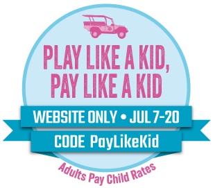 Play like a kid, pay like a kid - Smoky Mountains Promo - July 7-20, 2015 - Use Code PayLikeKid