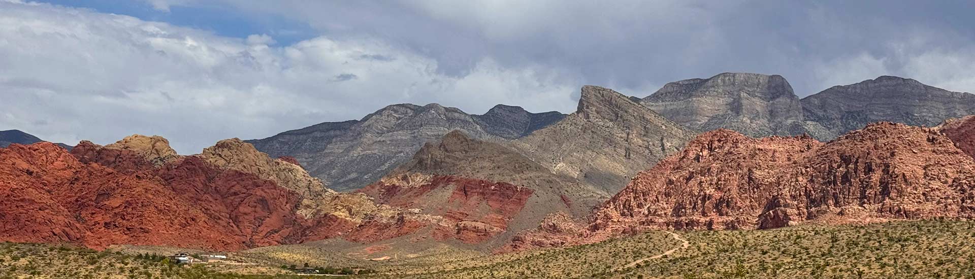 Beautiful panorama of the colorful mountain ranges along the Rocky Gap Road in Red Rock Canyon National Conservation Area near Las Vegas.